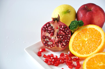 Variety Healthy Fruits on White Background