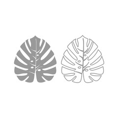 Tropical leaf icon. Grey set .