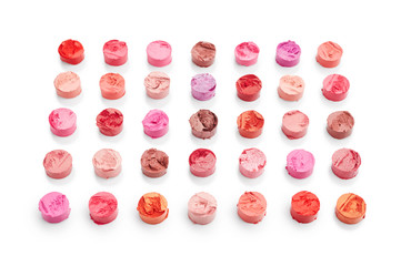 Lipsticks cut isolated on white background