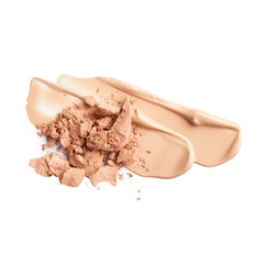Face powder and foundation isolated on white background