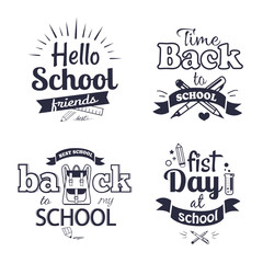 School-Related Set of Black-and-White Stickers