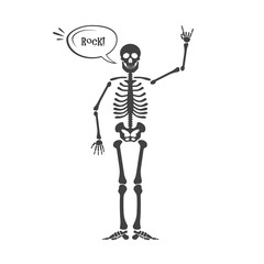 Skeleton human anatomy. halloween black skeleton isolated on white. Skeleton hand sign.