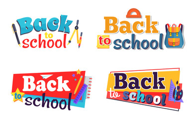 Back to School Stickers Set with Stationary Objects