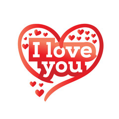 I love you with small hearts illustration, i love you with heart, love sign, isolated on white background.