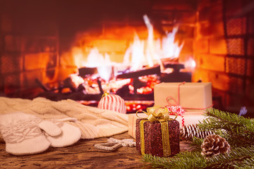 Christmas background with gift boxes