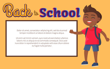 Back to School Poster with Place for Text and Kid