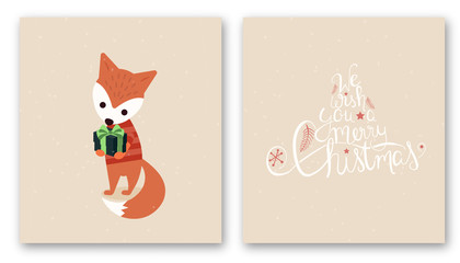 We wish you a merry Christmas - fox with present