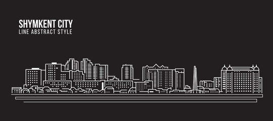Fototapeta premium Cityscape Building Line art Vector Illustration design - Shymkent city