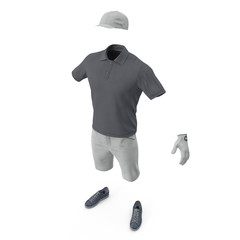 Golf Clothes on white. 3D illustration