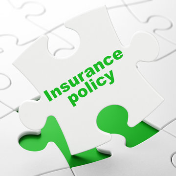 Insurance concept: Insurance Policy on White puzzle pieces background, 3D rendering