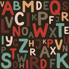 Seamless pattern of multi-colored letters