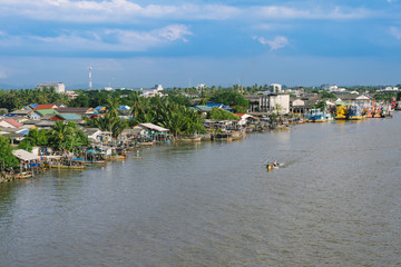 Fototapeta na wymiar The fishing boat at a berth in Pattani, Thailand.