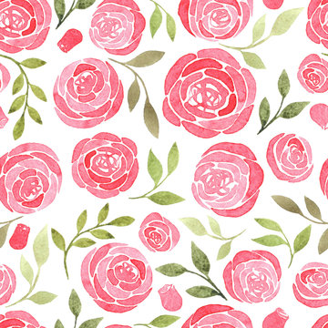 seamless pattern with watercolor floral elements