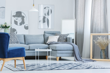 Trendy interior with dried flowers