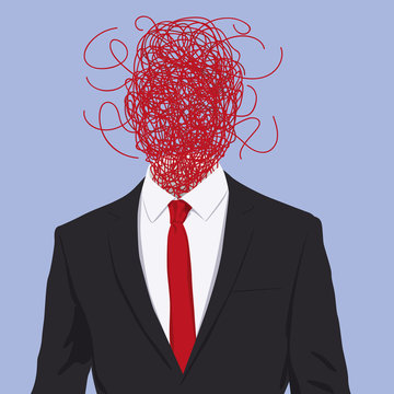 stress - d&eacute;pression - concept - confusion - probl&egrave;me - anxi&eacute;t&eacute; - d&eacute;sordre - stresser -personnage - visage