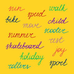 Lettering. Color summer words. Vector