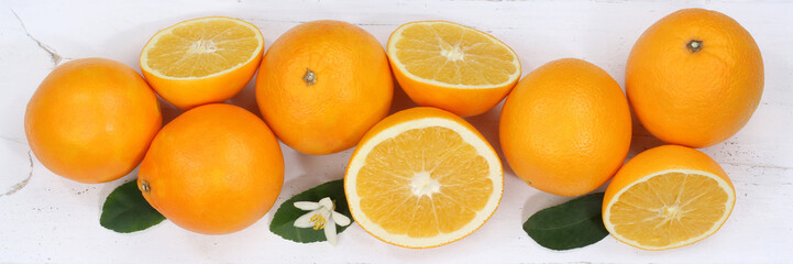 Orangen Orange Früchte Banner von oben