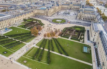 Papier Peint photo Monument historique Aerial view of Louvre museum, Paris, France