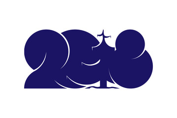 Happy new year 2018 text design isolated on white background. Vector  logo illustration for your holiday template