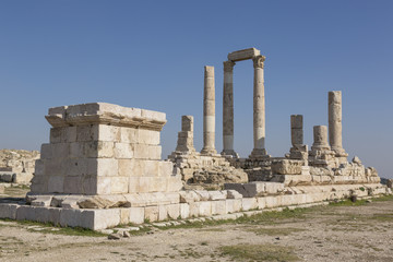 Fototapeta na wymiar Temple of Hercules of the Amman Citadel complex (Jabal al-Qal'a), Amman, Jordan