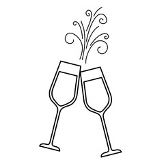 pair of champagne glass cheers drink sparkles