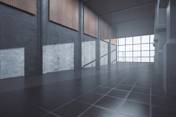 Modern dark concrete interior