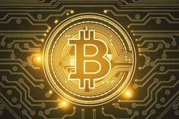 Golden bitcoin backdrop