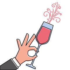 hand holding champagne glass cheers celebration