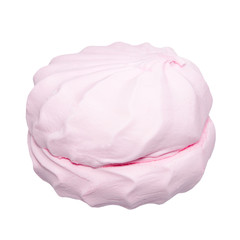 Sweet dessert pink zephyr marshmallows  isolated on white background, 