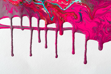 Draining liquid acrylic paint background. Fluid painting abstrac