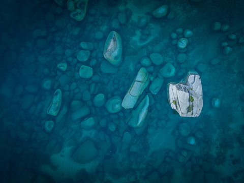 Aerial view of Bonsai Rock at Lake Tahoe 