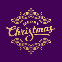 Merry Christmas lettering greeting card design