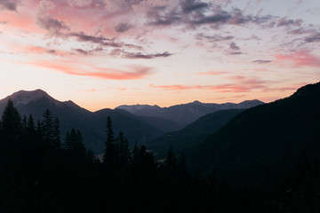 Mountains in the Alps at the evening 