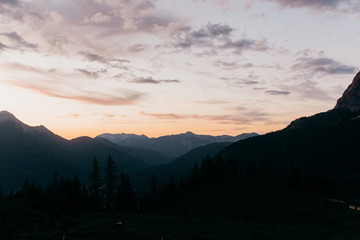 Mountains in the Alps at the evening 