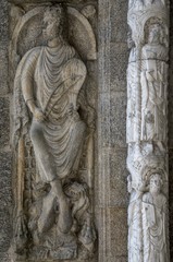 Statue à la cathédrale de Santiago de Compostela, Galice, Espagne