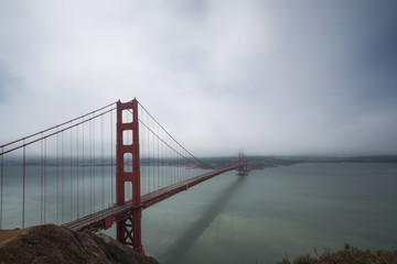 Dense clouds over Golden Gate Bridge and San Francisco 