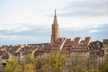 Beautiful view of Bern and Berner Munster cathedral in Switzerland