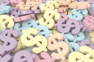 Dollar sign background in pastel tone. 3D rendering.