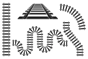 Foto op Plexiglas Train railway road rails constructor elements vector illustration © alestraza