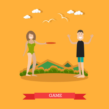 Beach outdoor game vector illustration in flat style