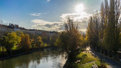 Danube canal in Vienna in Autumn