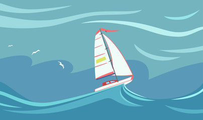 Naklejka premium Yacht during a storm.