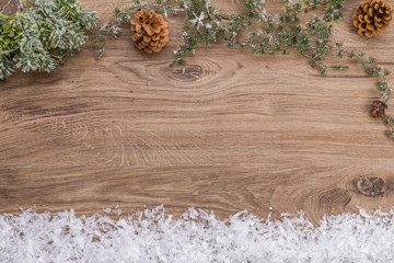 Weihnachten Holz und Schnee Hintergrund Kiefer