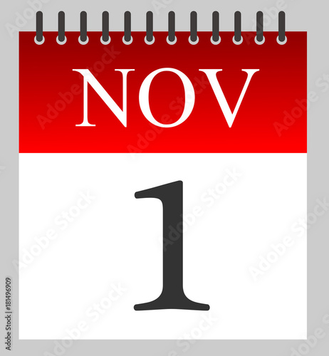 "1 November - Daily Calendar- illustration - Vector" Stock image and ...
