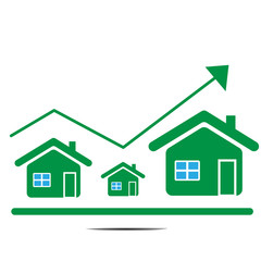 Cost of real estate concept. Rise in property prices. Price of house is growing. Schedule of prices for real estate. Rise and fall in house prices.