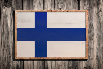 Wooden Finland flag