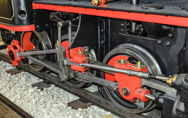 Obraz na płótnie Canvas Locomotive wheels are close-up.