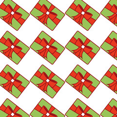christmas gift with ribbon and bow seamless pattern image