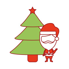 cute cartoon santa claus decorating christmas tree