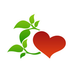 Color heart and leaf logo template.Love heart icon.